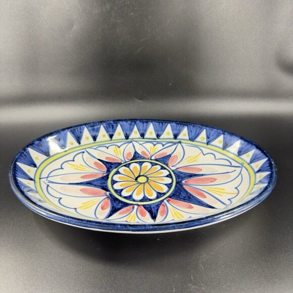 Vintage Italian Folk Art Pottery Stoneware Long Tray Dish Plate Hand Painted - Picture 11 of 11
